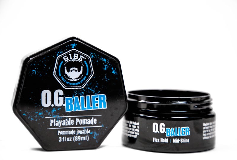 GIBS Grooming OG Baller Pomade- Flex Hold Medium Shine- With Holy Basil Oil, & Panthenol For Men, 3 oz - Image 1